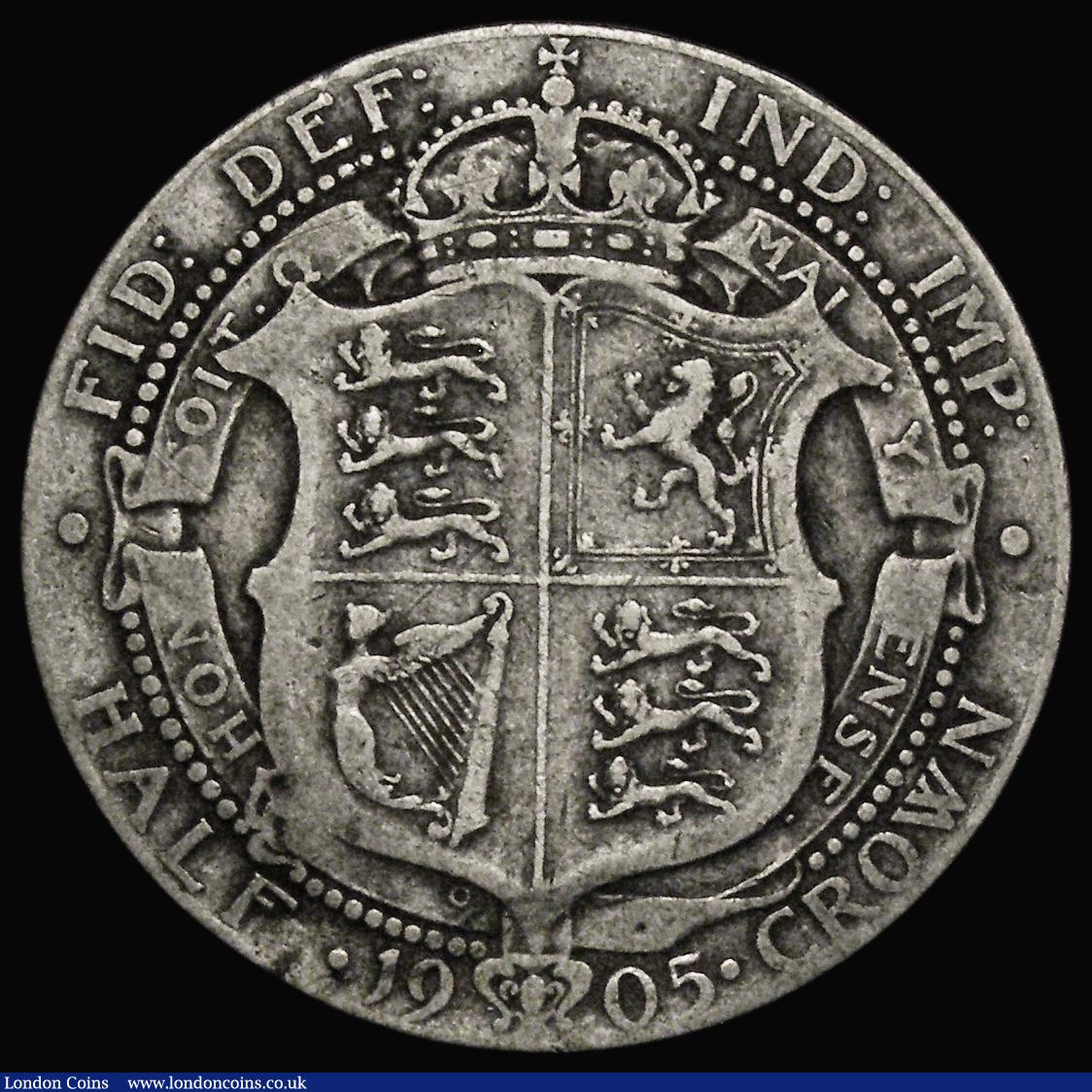 London Coins : A175 : Lot 2627 : Halfcrown 1905 ESC 750, Bull 3571 VG the obverse with some scratches in the field, the key date in t...