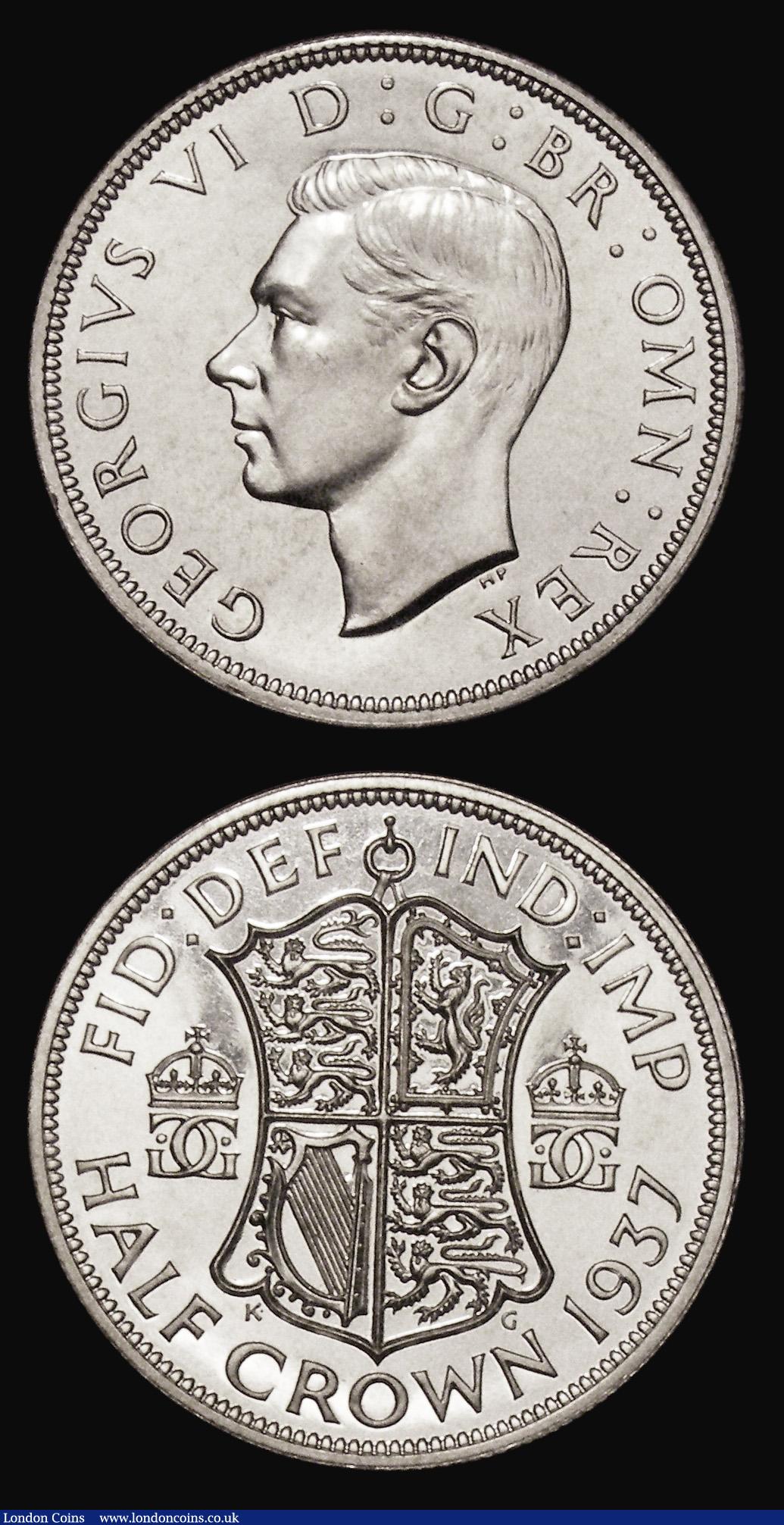 London Coins : A175 : Lot 2641 : Halfcrowns (2) 1923 ESC 770, Bull 3724 AU/GEF, 1937 Proof ESC 787, Bull 4035 nFDC retaining almost f...