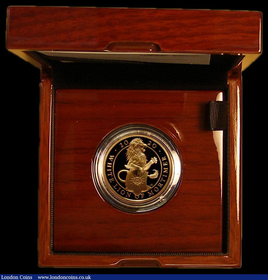 London Coins : A175 : Lot 375 : One Hundred Pounds 2020 Queen's Beasts - The White Lion of Mortimer One Ounce Gold Proof S.QGC7...