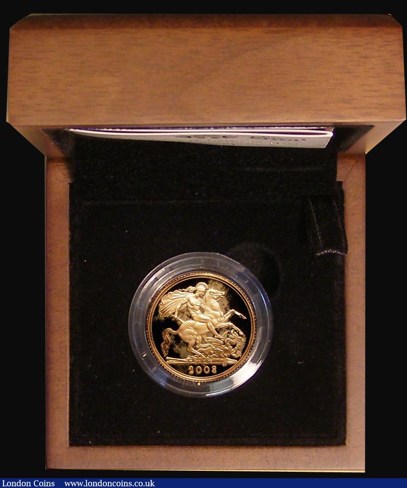 London Coins : A175 : Lot 488 : Sovereign 2008 Proof nFDC (faint stains reverse, perhaps fingerprints) in the Royal Mint box of issu...