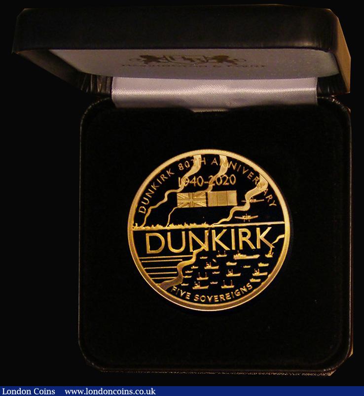 London Coins : A175 : Lot 634 : Alderney Five Pounds 2020 80th Anniversary of Dunkirk Gold Proof FDC in Harrington & Byrne box w...