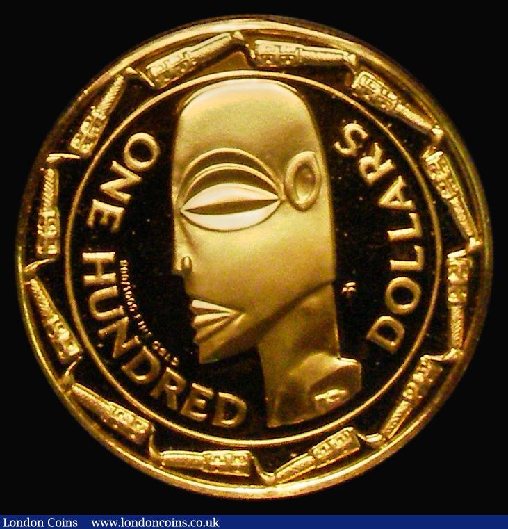 London Coins : A175 : Lot 664 : Cook Islands $100 Gold 1979 Membership of the Commonwealth of Nations, Reverse: Tangaroa head, KM#25...