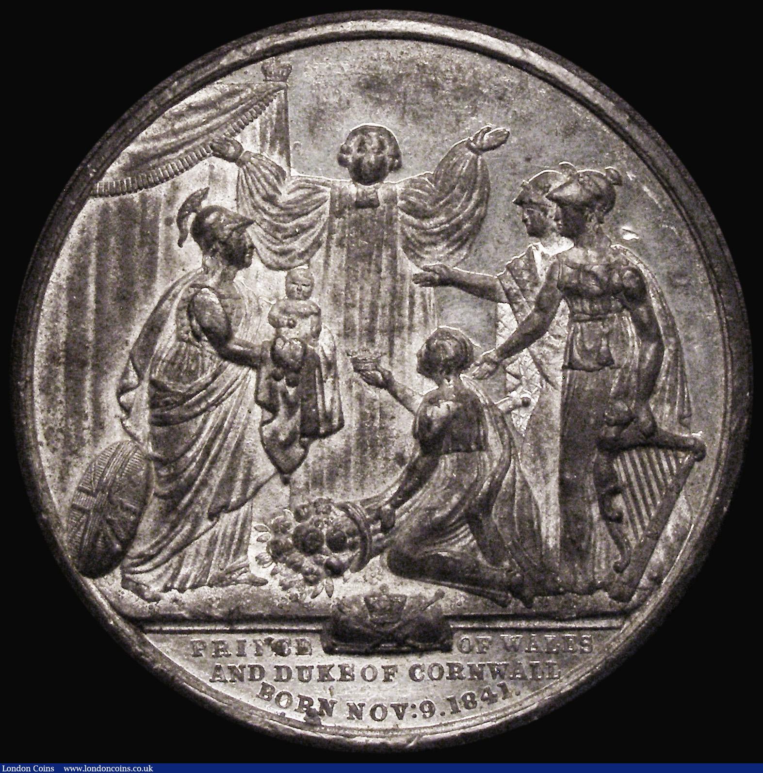 London Coins : A175 : Lot 789 : Birth of Albert Edward, Prince of Wales 1841 49mm diameter in White Metal, by J.Taylor, Obverse: Bus...