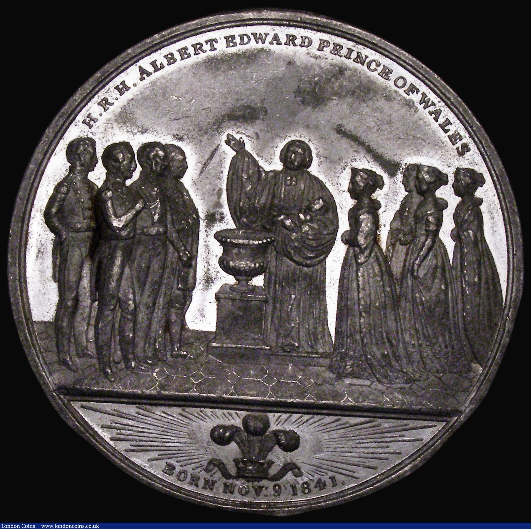 London Coins : A175 : Lot 790 : Birth of Albert Edward, Prince of Wales 1841 54mm diameter in White Metal, Eimer 1357, BHM 1992, WE ...