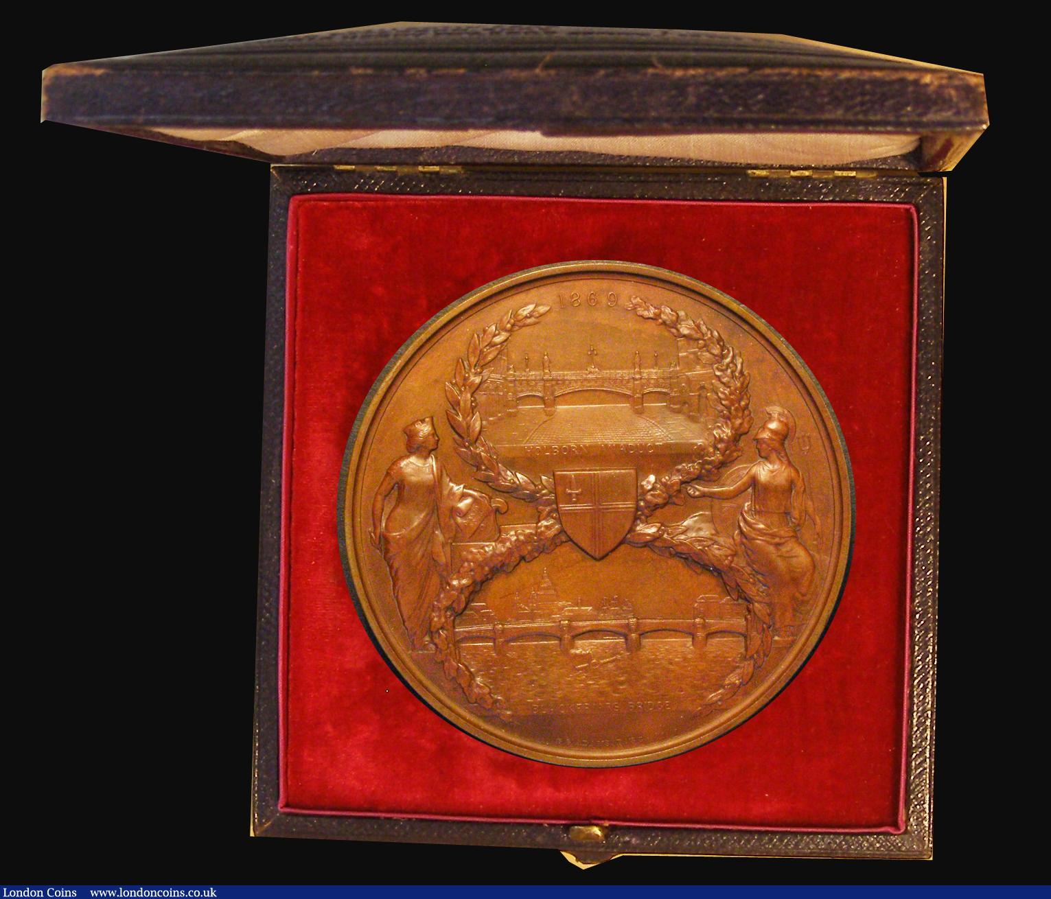 London Coins : A175 : Lot 895 : Blackfriars Bridge and Holborn Valley Viaduct Opened 1869 76mm diameter in bronze by G.G.Adams, issu...