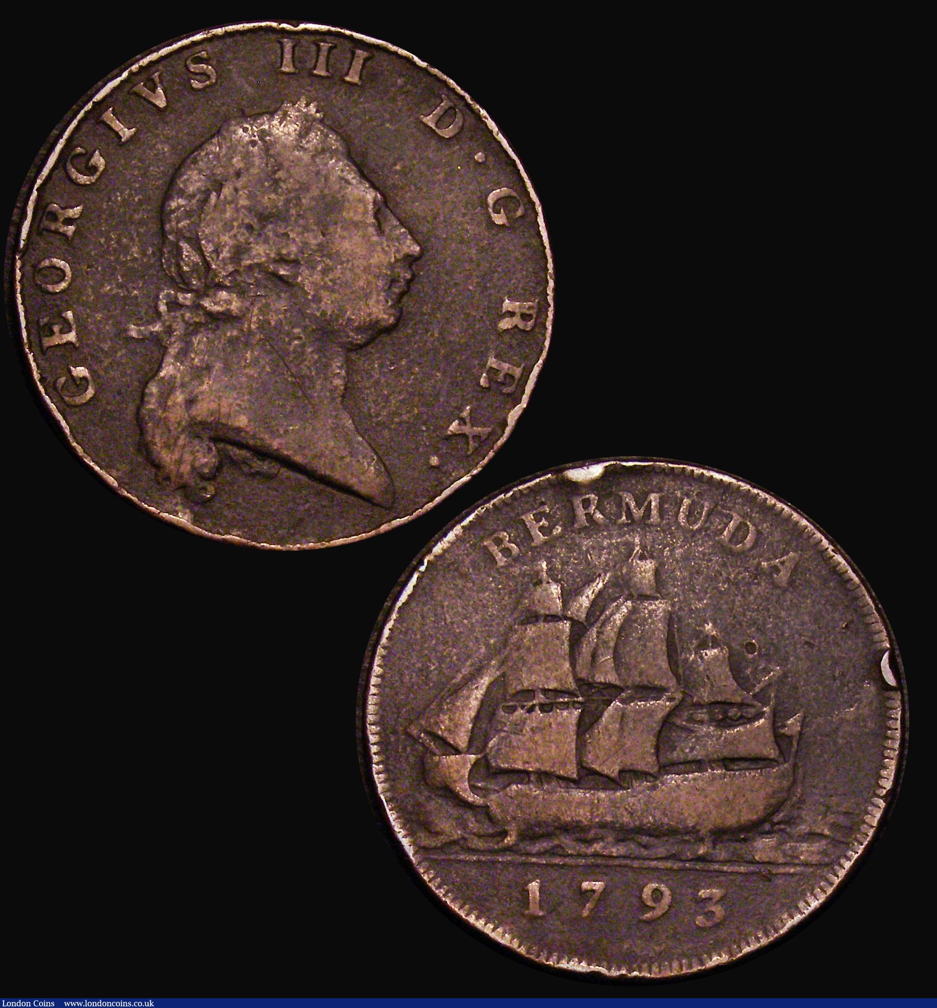 London Coins : A175 : Lot 964 : Barbados Penny 1806 KM#1 VF formerly in a PCGS holder and graded AU50, (comes with the PCGS ticket),...