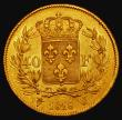 London Coins : A175 : Lot 1003 : France 40 Francs Gold 1818W Lille Mint KM#713.6 GVF and lustrous