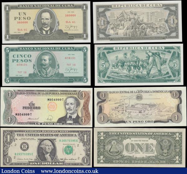 World (24) an attractive selection comprising America (North) & The Caribbean (10)  mostly about UNC - UNC and consisting of various issues and denominations. Including Canada (2) consisting of a George VI portrait 1 Dollar Pick 58e dated 2nd January 1937 signatures Coyne & Towers an interesting serial number O/N 3880833. Along with the QE2 portrait 2 Dollars Pick 86a dated 1974 signatures Lawson & Bouey serial number UB 2674461. Cuba (6) consisting of 1991 issues (2) 10 Pesos Pick 109 and 20 pesos Pick 110. Also, 1997 issues (2) . Along with a very high grade selection in crisp about UNC - UNC from The Middle East (14) including various issues and denominations circa 1980-90's. . Lebanon a near complete denomination set of the Banque du Liban 1964-1993 Issues (6). And the 500 Livres Pick 68 1988. Sudan (4)  Yemen (Arab Republic) (2) including 1 Rial Pick 16B ND 1983. 20 Rials Pick 25 ND 1995 shaded background under Bank title on obverse at top. The lot also include a Mauritius 10 Rupees Pick 35 ND 1985 serial number A/3 937108. : World Banknotes : Auction 175 : Lot 150