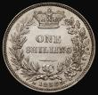 London Coins : A175 : Lot 1908 : Shilling 1858 ESC 1306, Bull 3011, Davies 873 dies 2A, GEF/EF with some hairlines