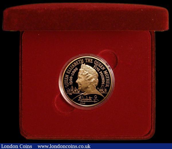 Five Pound Crown 2000 Queen Mother 100th Birthday Gold Proof S.L8 FDC in the Royal Mint box of issue with certificate : English Cased : Auction 175 : Lot 250