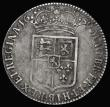 London Coins : A175 : Lot 2557 : Halfcrown 1689 First Shield, Caul only frosted, with pearls, ESC 505, Bull 831 Fine