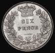 London Coins : A175 : Lot 2848 : Sixpence 1873 Crown's Cross points left of a border bead, date covers 12 beads ESC 1727, Bull 3...