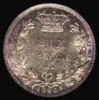 London Coins : A175 : Lot 2855 : Sixpence 1886 ESC 1748, Bull 3260 UNC and choice with gold and magenta toning, in an LCGS holder and...