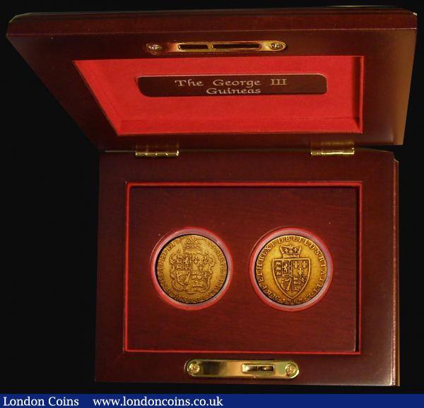 Guineas (2) 'The George III Guinea Collection' a 2-coin set comprising Guinea 1785 S.3728 Near Fine/Fine, 1787 S.3729 Near Fine, in a Danbury Mint box with their certificate : English Cased : Auction 175 : Lot 345