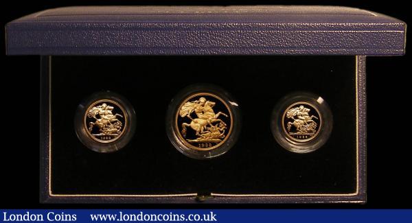 The 1988 United Kingdom Gold Proof Set Three-coin Set comprising Two Pound, Sovereign and Half Sovereign S.PGS09 FDC in the Royal Mint box of issue with certificate : English Cased : Auction 175 : Lot 549