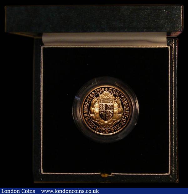 Two Pounds 1989 500th Anniversary of the Gold Sovereign S.K3 Proof FDC in the box of issue with certificate : English Cased : Auction 175 : Lot 584