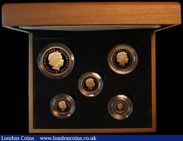 United Kingdom 2010 Gold Proof Set a 5-coin set comprising Five Pounds, Two Pounds, Sovereign, Half Sovereign and Quarter Sovereign S.PGS55 FDC in the Royal Mint box of issue with certificate : English Cased : Auction 175 : Lot 622