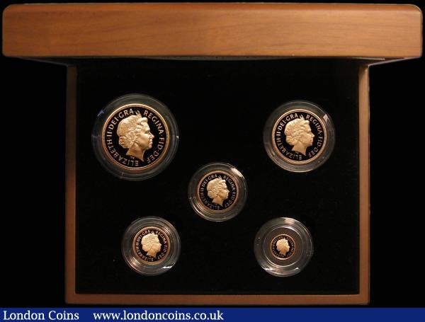 United Kingdom 2011 Gold Proof Set a 5-coin set comprising Five Pounds, Two Pounds, Sovereign, Half Sovereign and Quarter Sovereign S.PGS58 FDC in the Royal Mint box of issue with certificate : English Cased : Auction 175 : Lot 623