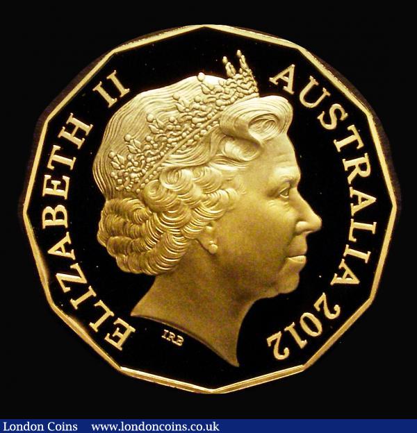 Australia 50 Cents 2012 Gold Proof 33.93 grammes of .999 gold, FDC uncased in capsule with certificate, normally only available as part of the GB/Canada/Australia Diamond Jubilee set, only 375 pieces minted : World Cased : Auction 175 : Lot 646