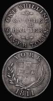 London Coins : A175 : Lot 775 : Shillings 19th Century Yorkshire - York (2) 1811 Cattle and Barber, third berry with stem, Y to righ...