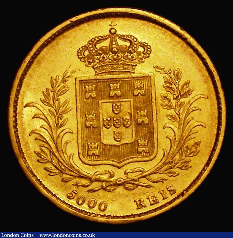 London Coins : A176 : Lot 1011 : Portugal 5000 Reis 1863 KM#508 EF with some contact marks, a scarce two-year issue, by far the lowes...