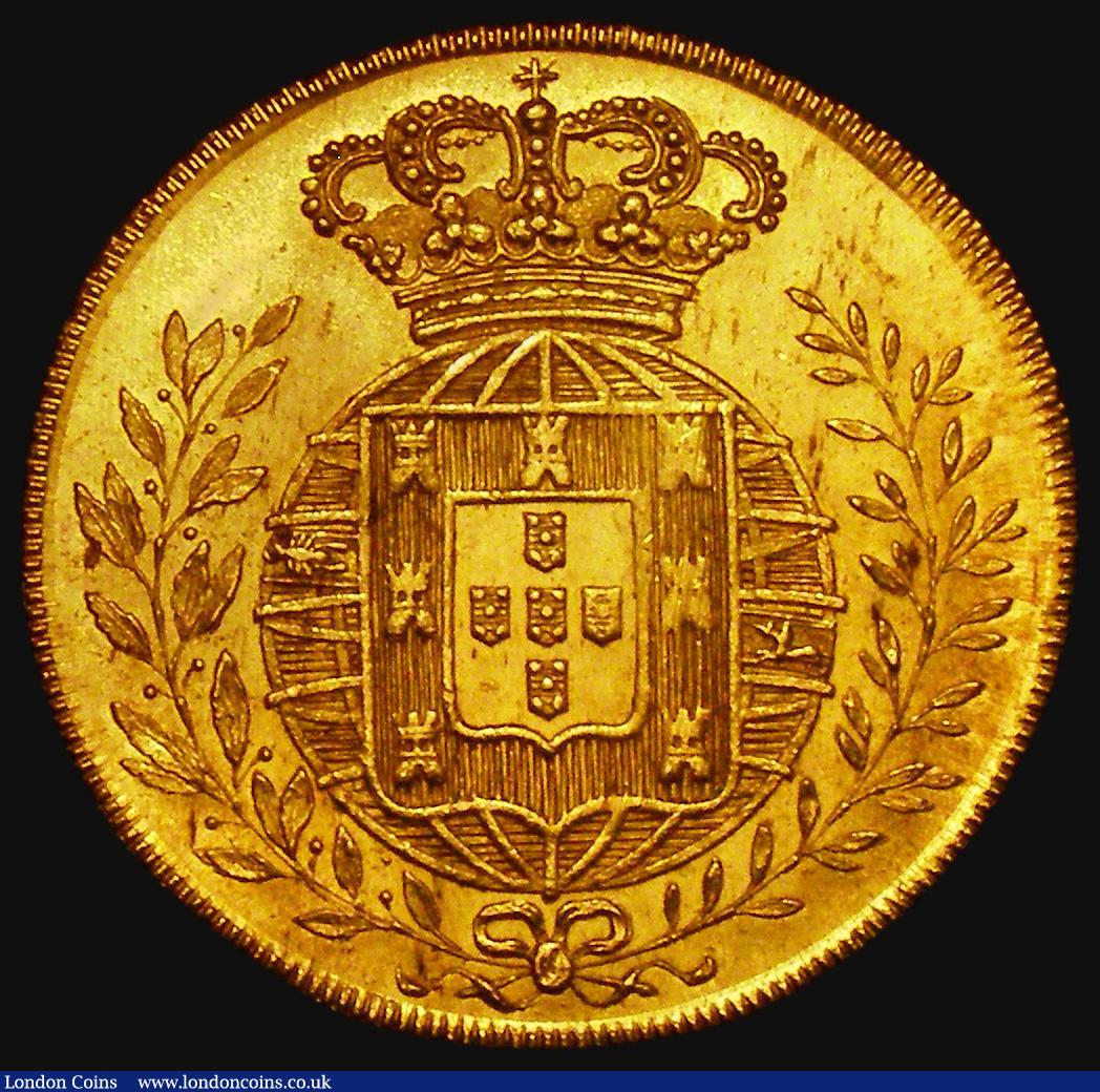 London Coins : A176 : Lot 1014 : Portugal Gold Peca (6400 Reis) 1823 KM#364 UNC or near so and lustrous, a superb high grade example