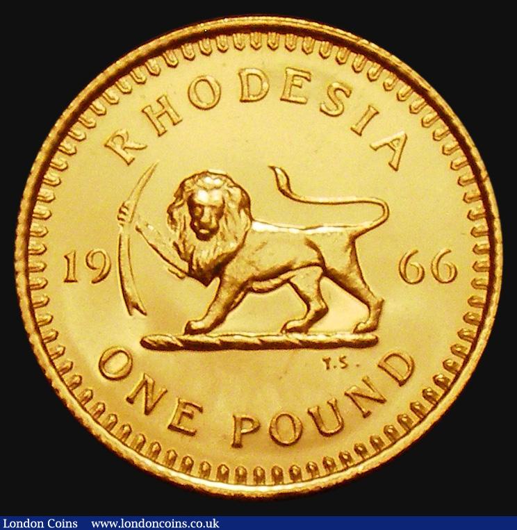 London Coins : A176 : Lot 1016 : Rhodesia One Pound 1966 KM#6 Gold Proof FDC retraining full mint brilliance