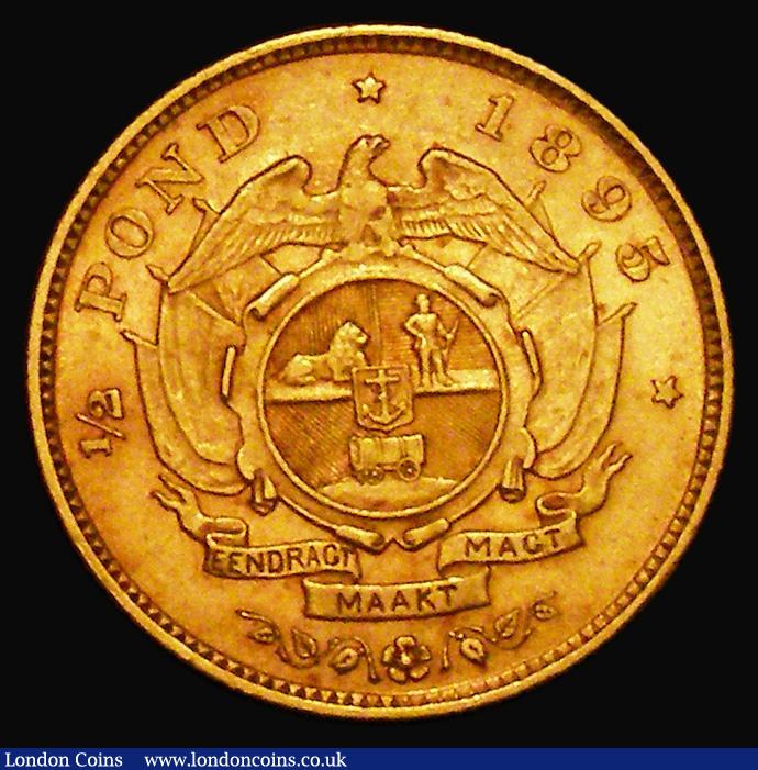 London Coins : A176 : Lot 1026 : South Africa Gold Half Pond 1895 KM#9.2 NEF/GEF the obverse with some contact marks, the reverse ret...