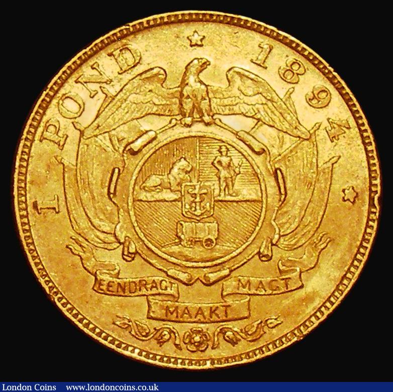 London Coins : A176 : Lot 1027 : South Africa Gold Pond 1894 KM#10.2 VF/GVF with some edge nicks