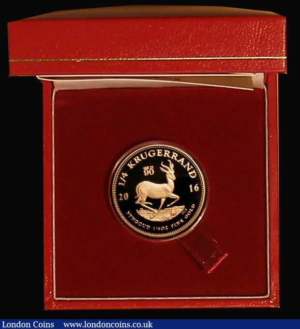 London Coins : A176 : Lot 1039 : South Africa Quarter Krugerrand 2016 with Queen Elizabeth II 90th Birthday Privy Mark in the reverse...