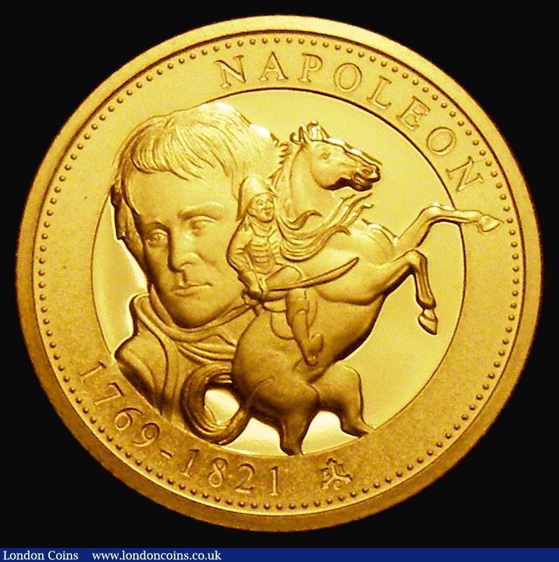 London Coins : A176 : Lot 1046 : St. Helena Guinea 2018 Reverse: Napoleon portrait, and Napoleon on horseback, 8.46 grammes, Gold Pro...