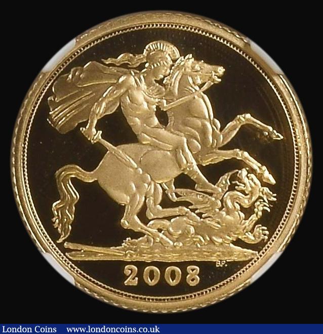 London Coins : A176 : Lot 1483 : Half Sovereign 2008 S.SB4 Gold Proof in an NGC holder and graded PF70 Ultra Cameo
