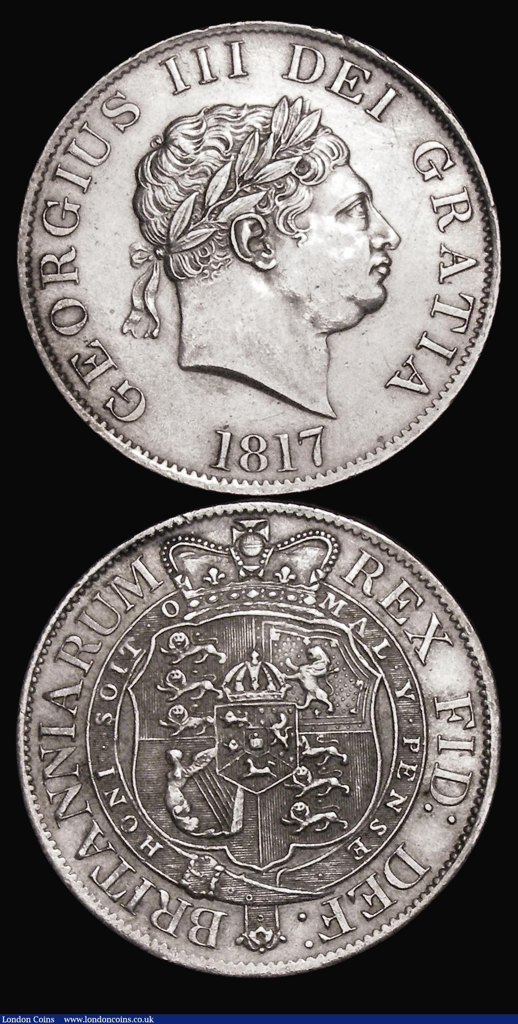 London Coins : A176 : Lot 1550 : Halfcrowns (2) 1816 as ESC 613, Bull 2086, the Q of QUI has a double tail, GVF the obverse with some...