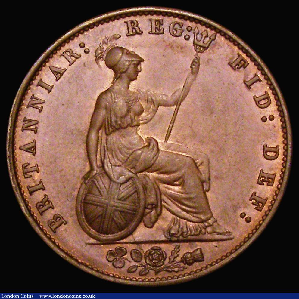 London Coins : A176 : Lot 1575 : Halfpenny 1858 8 over 6 Peck 1547 UNC with traces of lustre and the odd small carbon spot