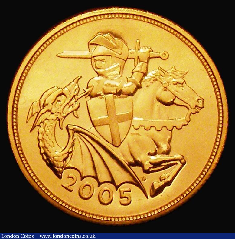 London Coins : A176 : Lot 2194 : Sovereign 2005 S.SC6 UNC and lustrous, the obverse with some contact marks