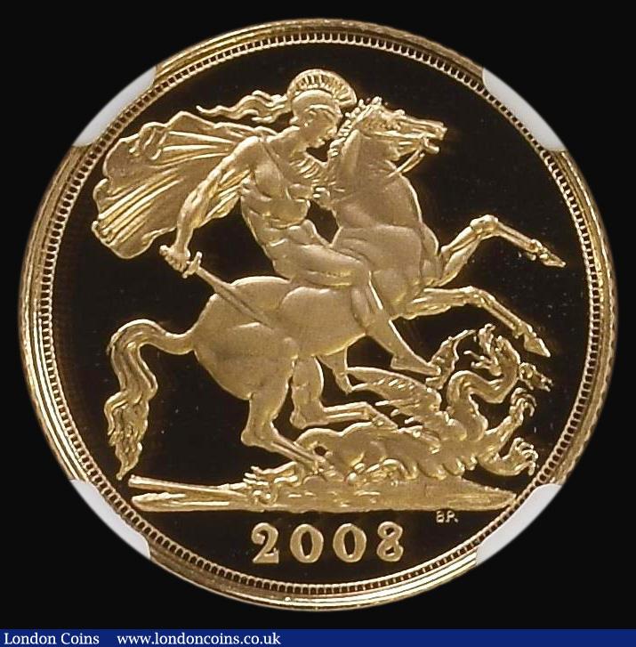 London Coins : A176 : Lot 2198 : Sovereign 2008 S.SC4 Gold Proof in an NGC holder and graded PF70 Ultra Cameo