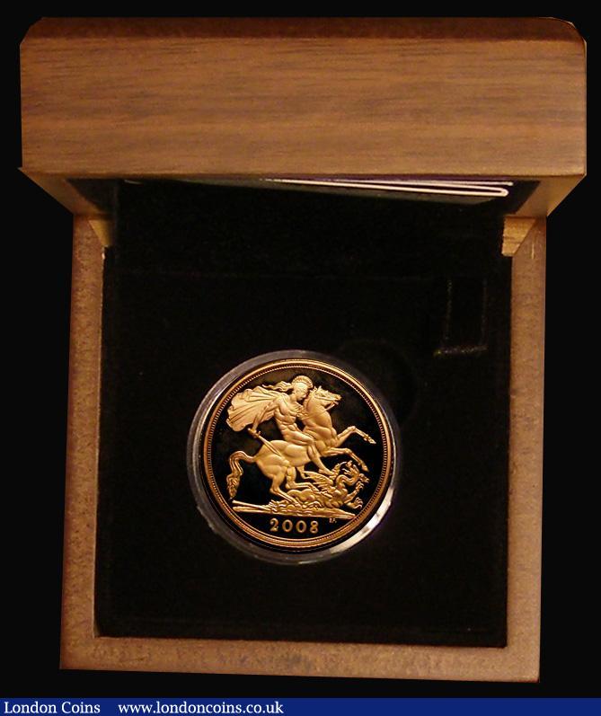 London Coins : A176 : Lot 2199 : Sovereign 2008 S.SC4 Gold Proof nFDC lightly toned in the Royal Mint box of issue with certificate
