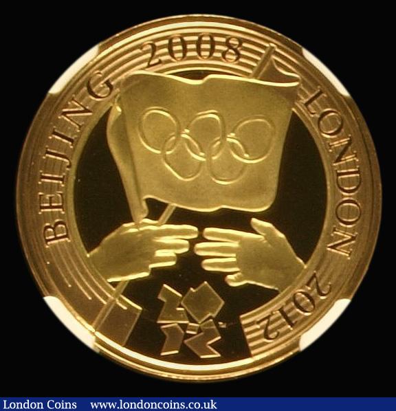 London Coins : A176 : Lot 2256 : Two Pounds 2008 Olympic Handover Beijing to London S.LO31 Gold Proof in an NGC holder and graded PF7...