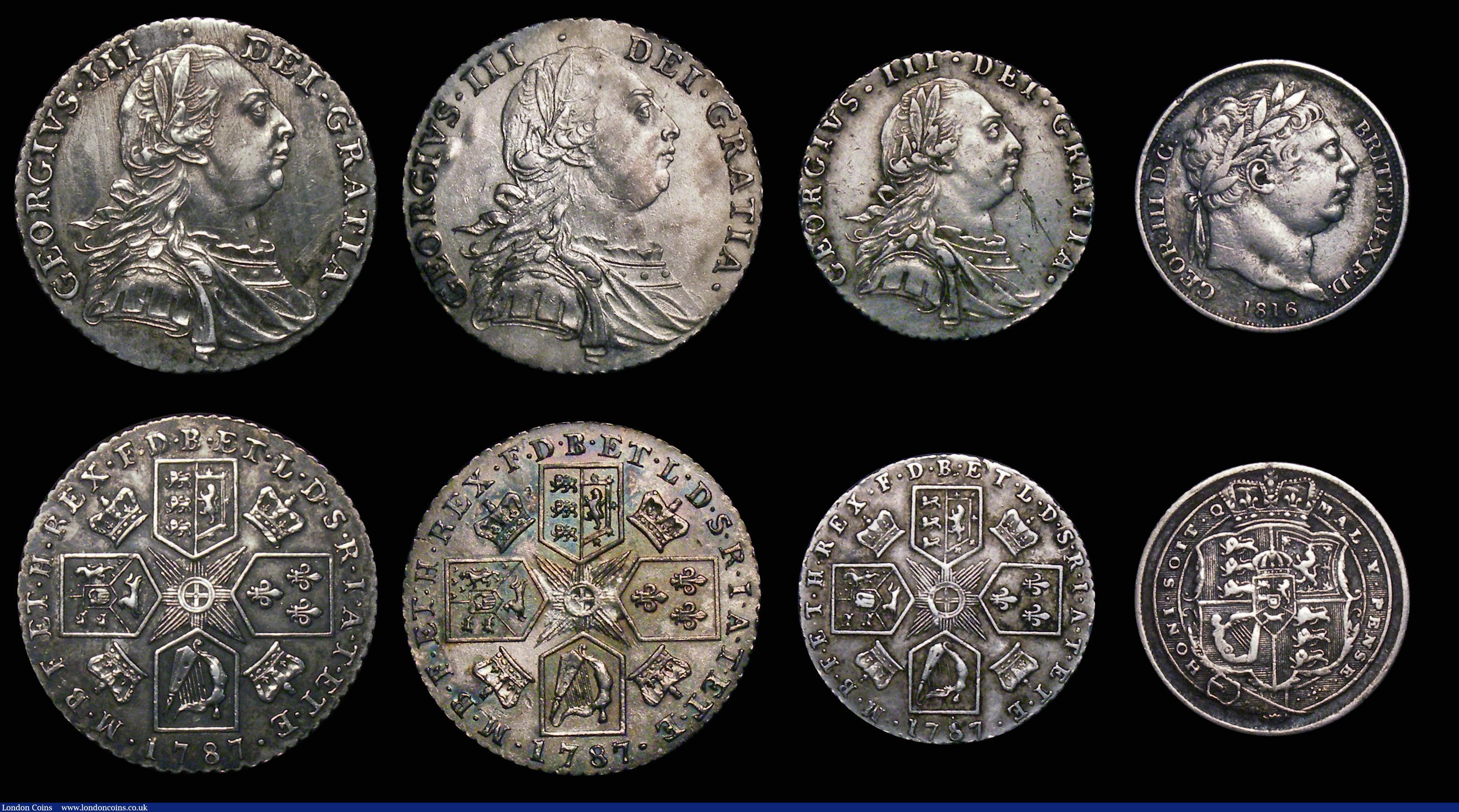London Coins : A176 : Lot 2288 : Crowns to Sixpences (6) Crown 1819LIX ESC 215, Bull 2010 NVF, Halfcrown 1818 ESC 621, Bull 2099 VF/G...