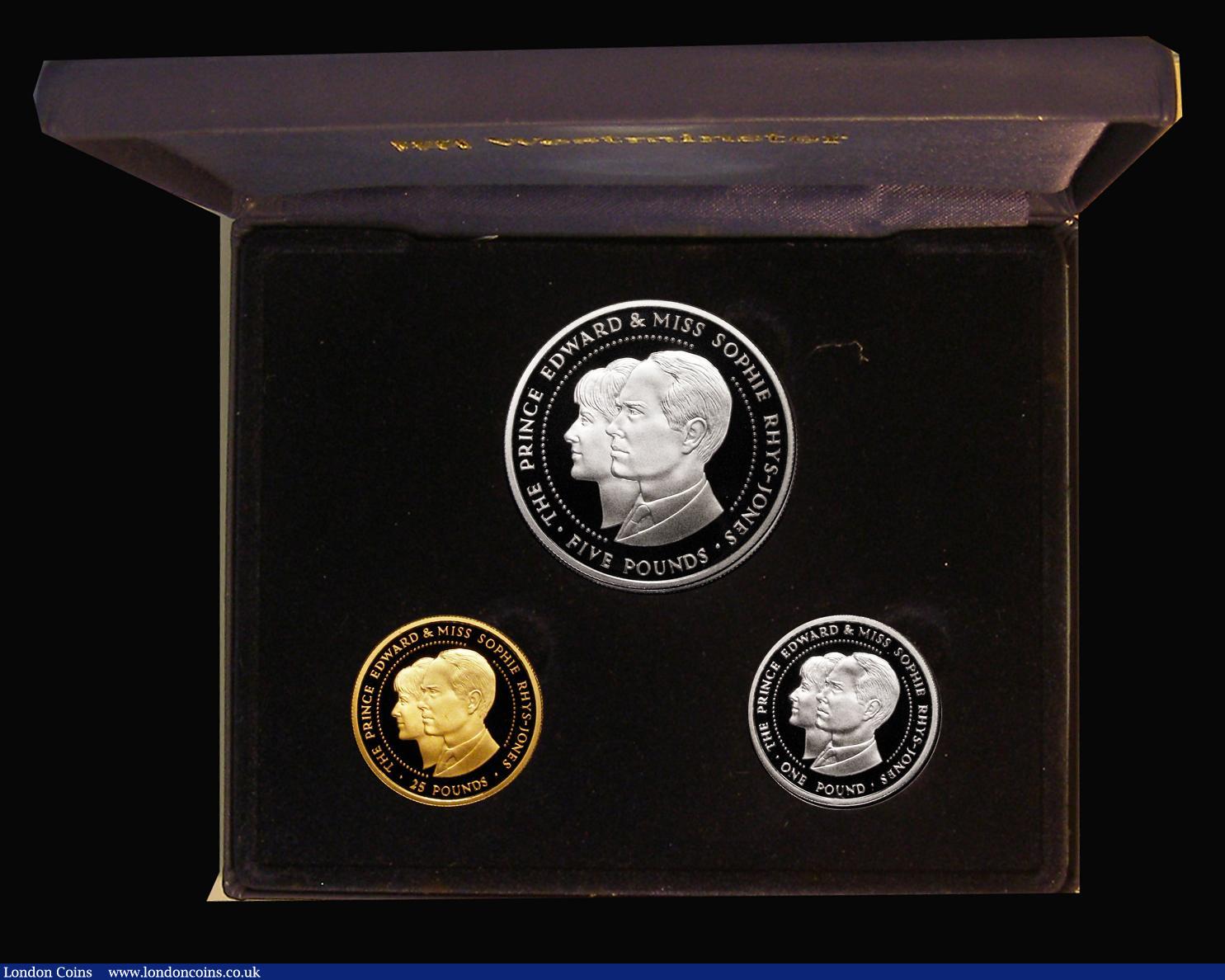 London Coins : A176 : Lot 640 : Guernsey a 3-coin set 1999 Royal Wedding of Prince Edward and Miss Sophie Rhys-Jones comprising &pou...