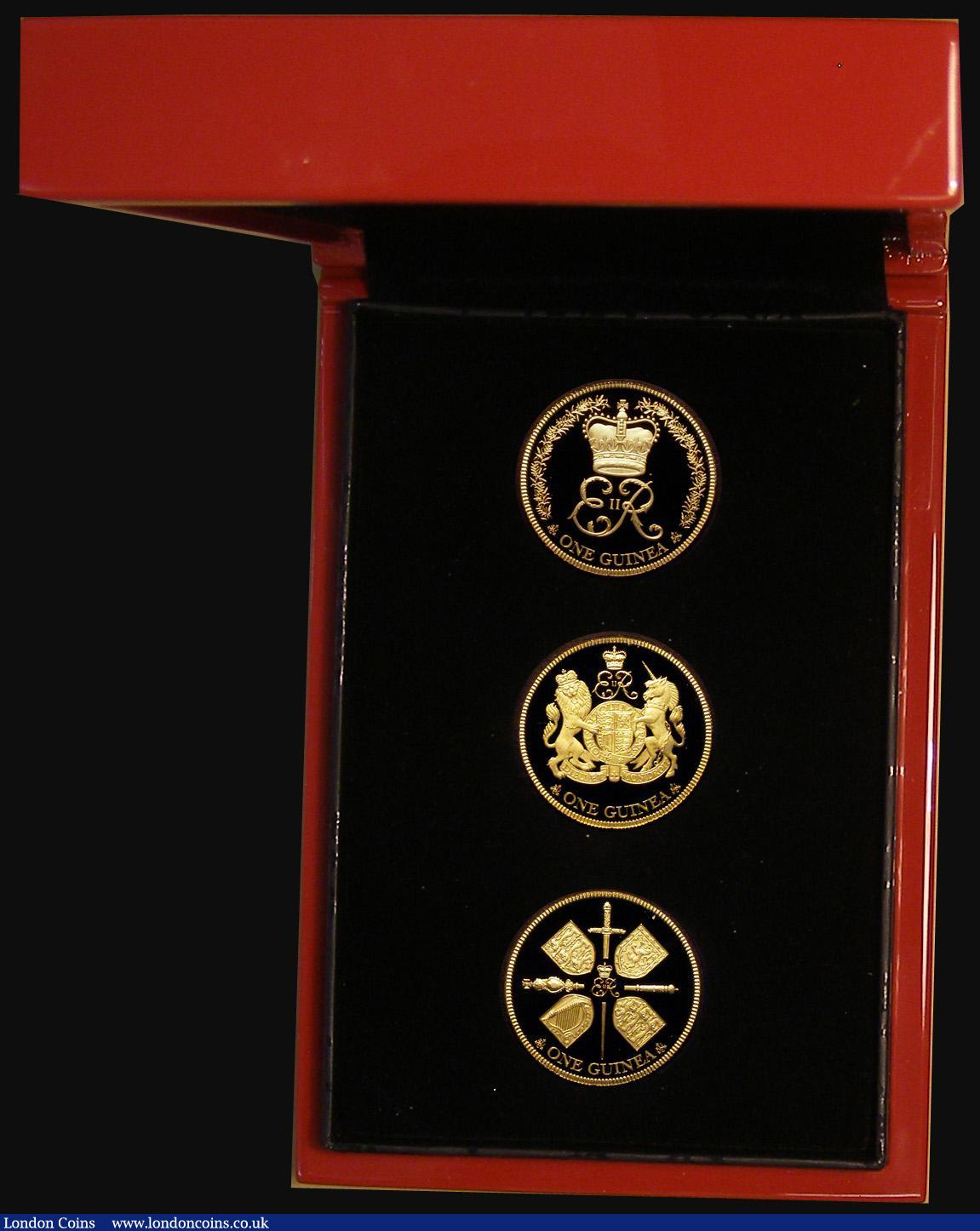 London Coins : A176 : Lot 678 : St. Helena 2018 The Queen Elizabeth II Sapphire Jubilee Collection a 3-coin set in gold comprising G...