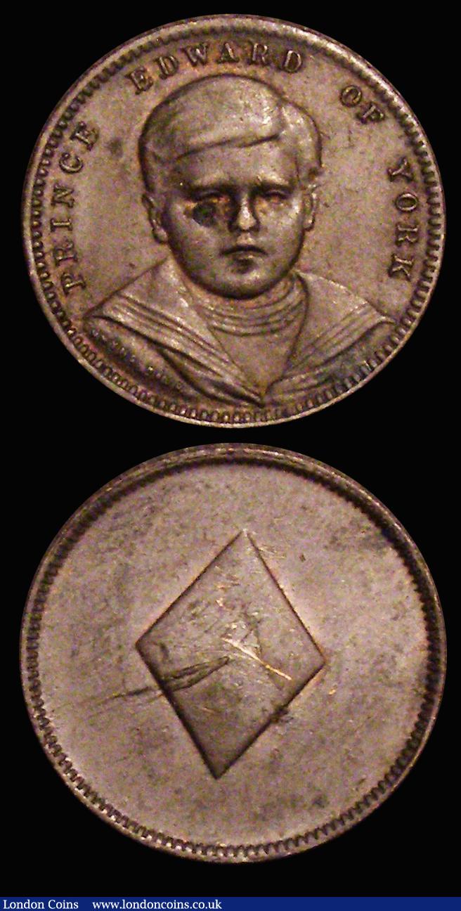 London Coins : A176 : Lot 785 : Whist Counters (4) comprising Queen Victoria as Hearts, a hexagonal issue, Edward VI (Prince of Wale...