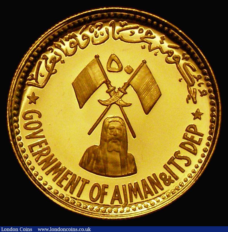 London Coins : A176 : Lot 835 : Ajman 50 Riyals Gold 1971 Save Venice KM#39 Gold Proof, a few minor hairlines, otherwise FDC  
