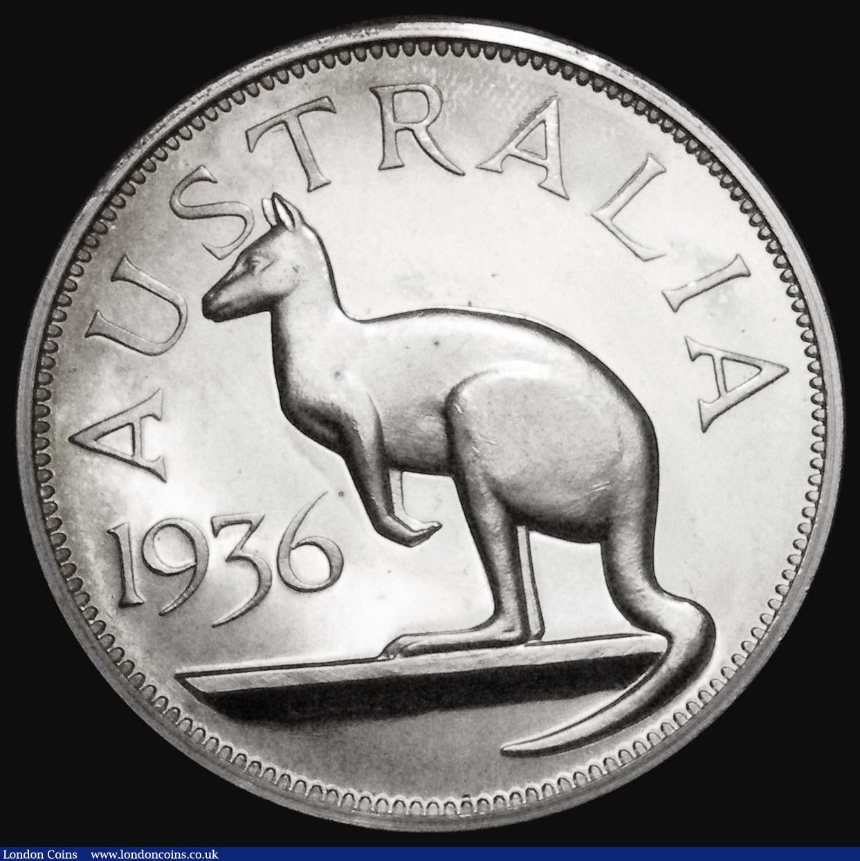 London Coins : A176 : Lot 840 : Australia Fantasy Crown 1936 Edward VIII Geoffrey Hearn Series (struck in 1954) Reverse: Kangaroo st...
