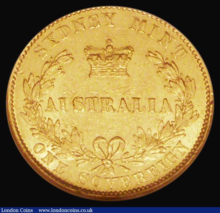 London Coins : A176 : Lot 844 : Australia Sovereign 1860 Sydney Branch Mint Marsh 365 in an NGC holder and graded AU55