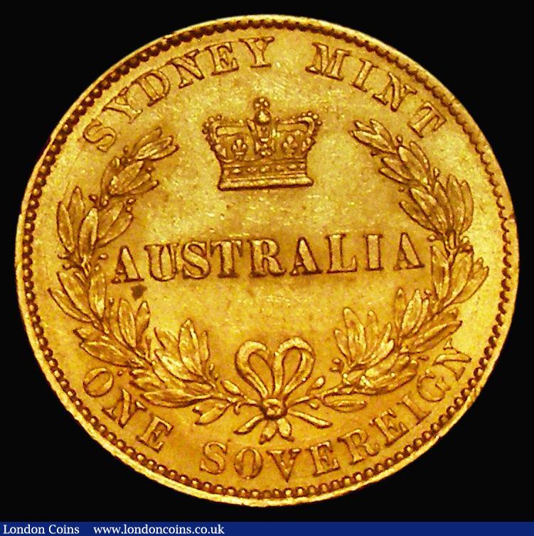 London Coins : A176 : Lot 848 : Australia Sovereign 1868 Sydney Branch Mint, Marsh 373, McDonald 115 GVF/NEF with a small flan flaw ...