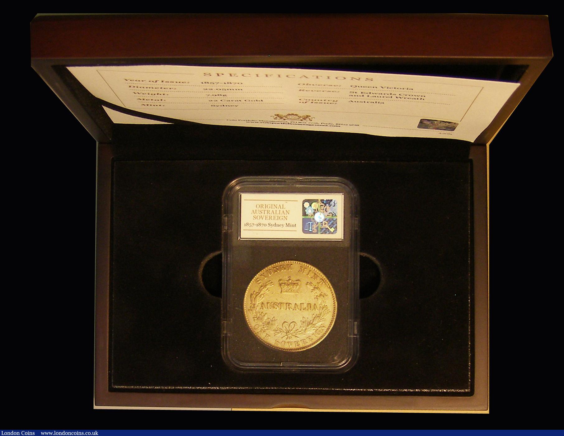 London Coins : A176 : Lot 849 : Australia Sovereign 1870 Sydney Branch Mint Marsh 375 Fine/Good Fine, in a Coin Portfolio Management...