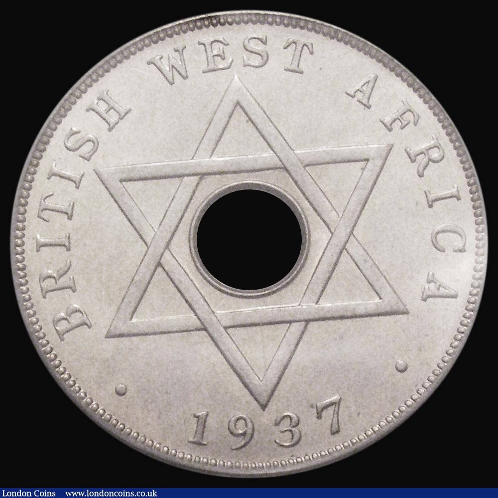 London Coins : A176 : Lot 860 : British West Africa Penny 1937KN Format 180, KM#19, in a PCGS holder and graded SP64, we note the Fo...