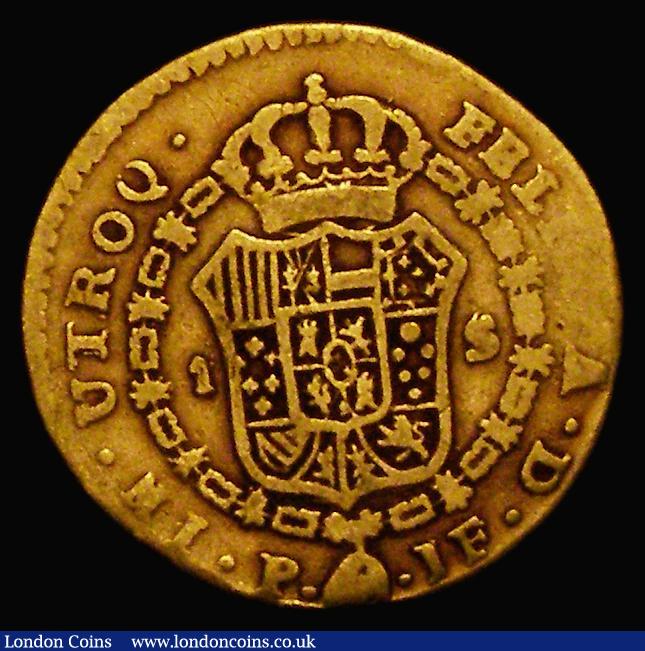 London Coins : A176 : Lot 880 : Colombia Gold Escudo 1800P JF Popayan Mint KM#56.2 VG/Near Fine