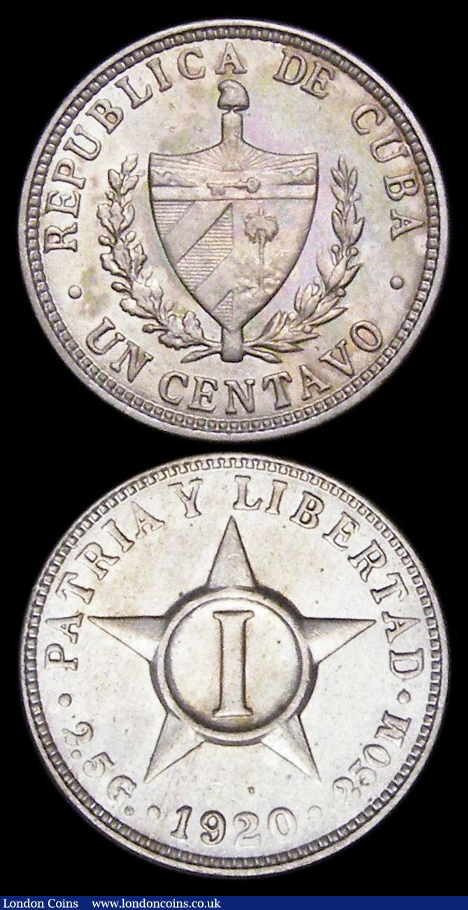 London Coins : A176 : Lot 882 : Cuba (3) 5 Centavos 1915 KM#11.1 EF with a few small spots and slightly streaky lustre, 2 Centavos 1...